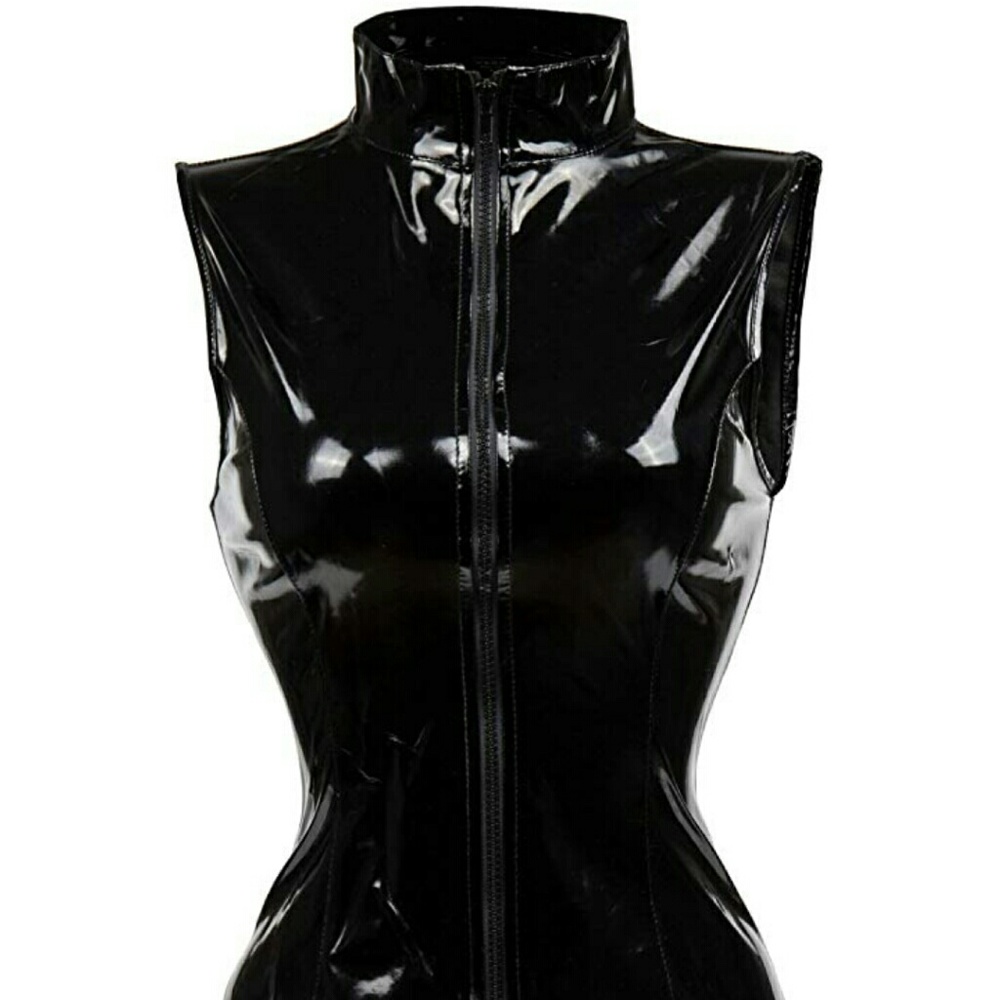 New faux leather wet look teddy tagged M runs smal